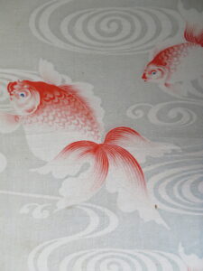 観世水に金魚《綿　子供ゆかた》