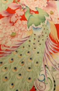 菊　孔雀　　縮緬　　振袖