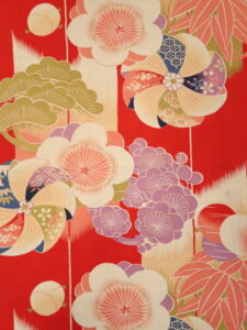 松竹梅のかざぐるま　綿　子供長着