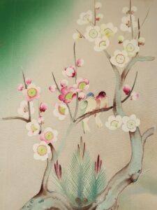 枝梅　ニ越縮緬　長着