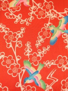 梅に鳥　二越縮緬　長襦袢