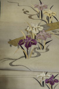 八橋に杜若　　絽　　夏帯