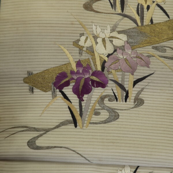 八橋に杜若　　絽　　夏帯