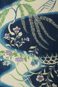 流水に秋花 経絽 長着