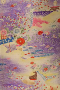 秋草　　紬の後染　　長着